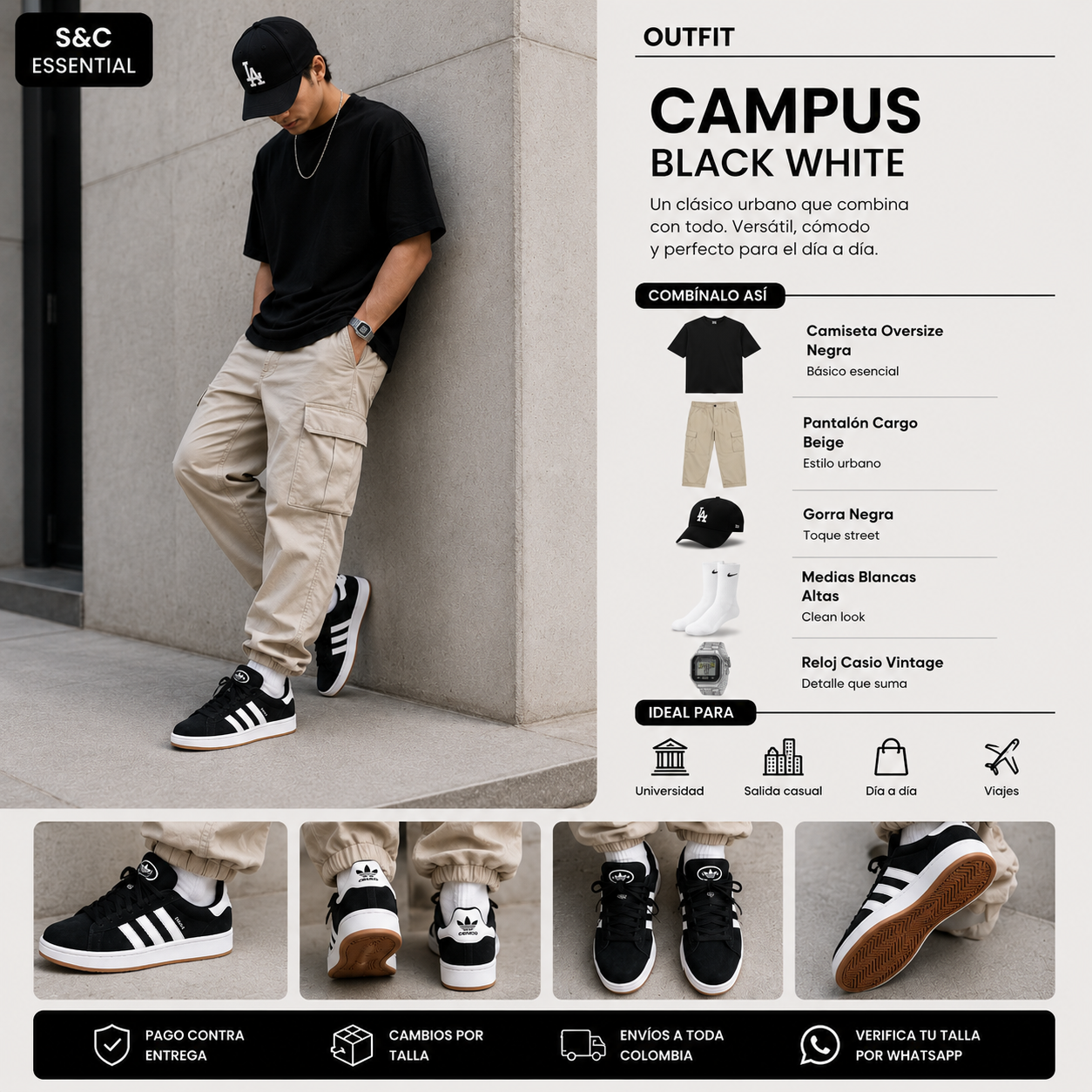 Essential Campus Black White